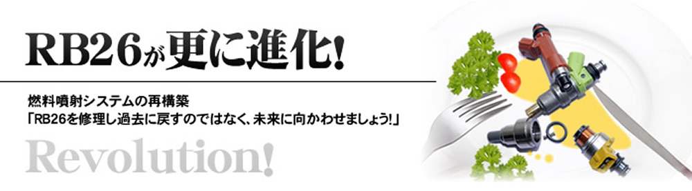 RB26が更に進化！Revolution！
燃料噴射システムの再構築
「RB２６を修理し過去に戻すのではなく、未来に向かわせましょう！」
